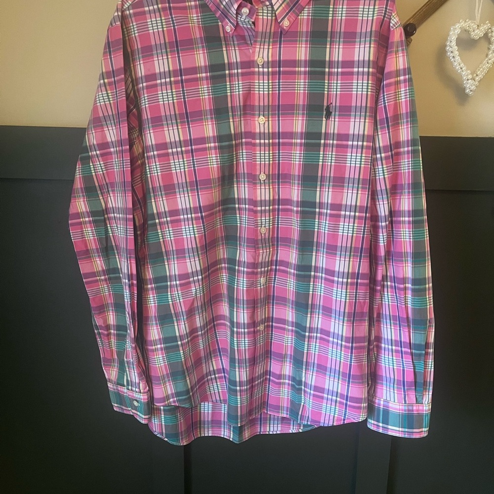 Ralph Lauren Pink & Green Plaid Button-Down Shirt